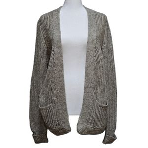 Forever 21 Women's Neutral Casual Woven Knit Cardigan with Pockets - Size Small
